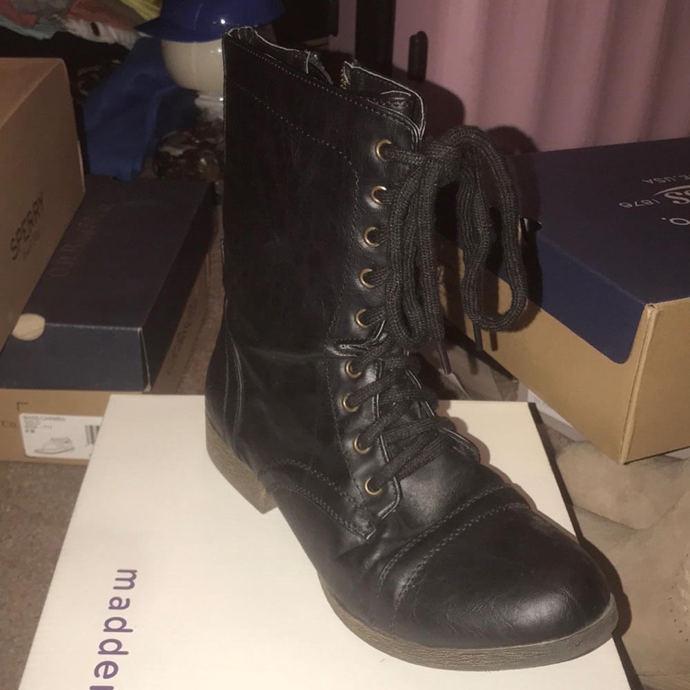 Black combat boots